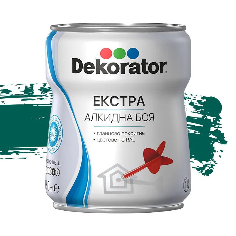 0201010585-alkidna-boja-za-metal-i-dyrvo-ekstra-650ml-zelen-opal-ral-6026 Алкидна боя Декоратор Екстра RAL опално зелен 6026, 650 мл - Image 1