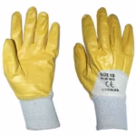 Работни ръкавици TS – бяло трико с жълт нитрил 60g