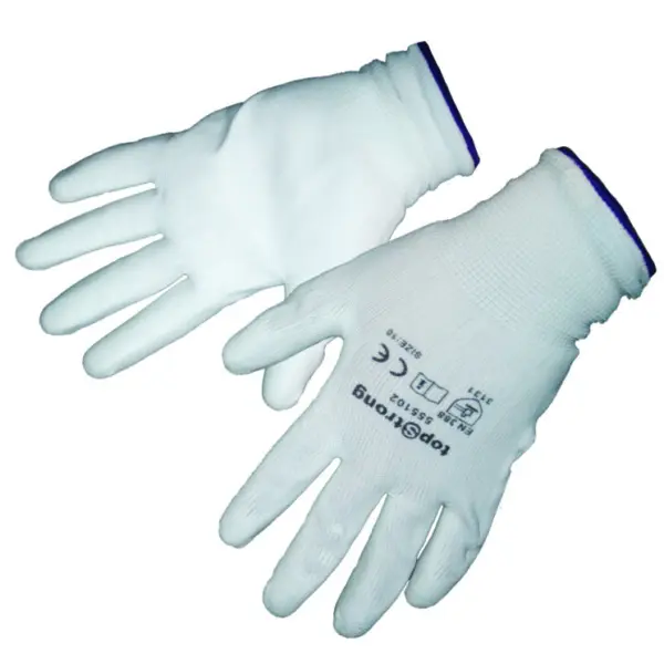 Ръкавици, топени в полиуретан TS – бели, размер 10