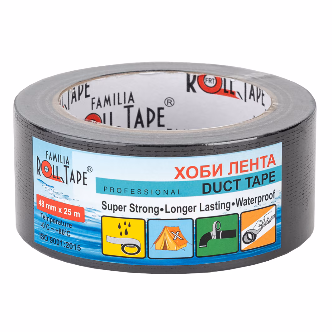 res_1f9de3276322d732edaedfadac0b302e.jpg Хоби лента ЧЕРНА 50мм.х 25 метра - Image 1