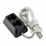 Двоен разклонител с шнур 1.5 м Черен (Трапец)