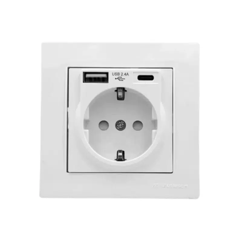 elektricheski-kontakt-rita-s-usb-i-type-c-byal РИТА USB + TYPE с КОНТАКТ със заземление БЯЛ - Image 1
