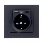 Електрически контакт Rita с USB и Type-C Черен