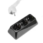 Разклонител  ТРОЕН с ШНУР  1,5 метра   ЧЕРЕН  BG